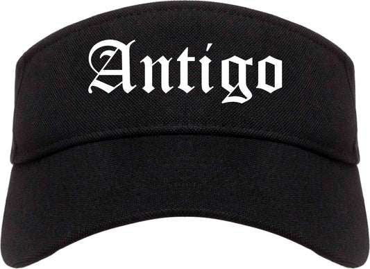 Antigo Wisconsin WI Old English Mens Visor Cap Hat Black