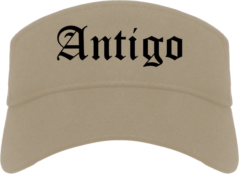 Antigo Wisconsin WI Old English Mens Visor Cap Hat Khaki