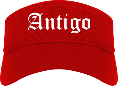 Antigo Wisconsin WI Old English Mens Visor Cap Hat Red