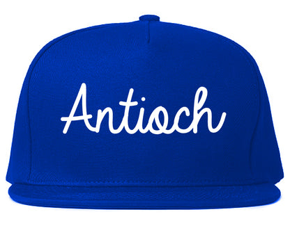 Antioch California CA Script Mens Snapback Hat Royal Blue
