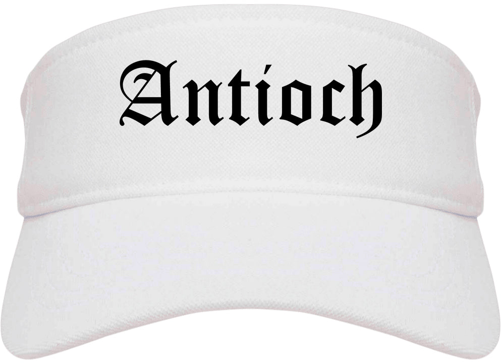 Antioch California CA Old English Mens Visor Cap Hat White