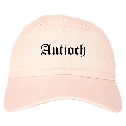 Antioch Illinois IL Old English Mens Dad Hat Baseball Cap Pink