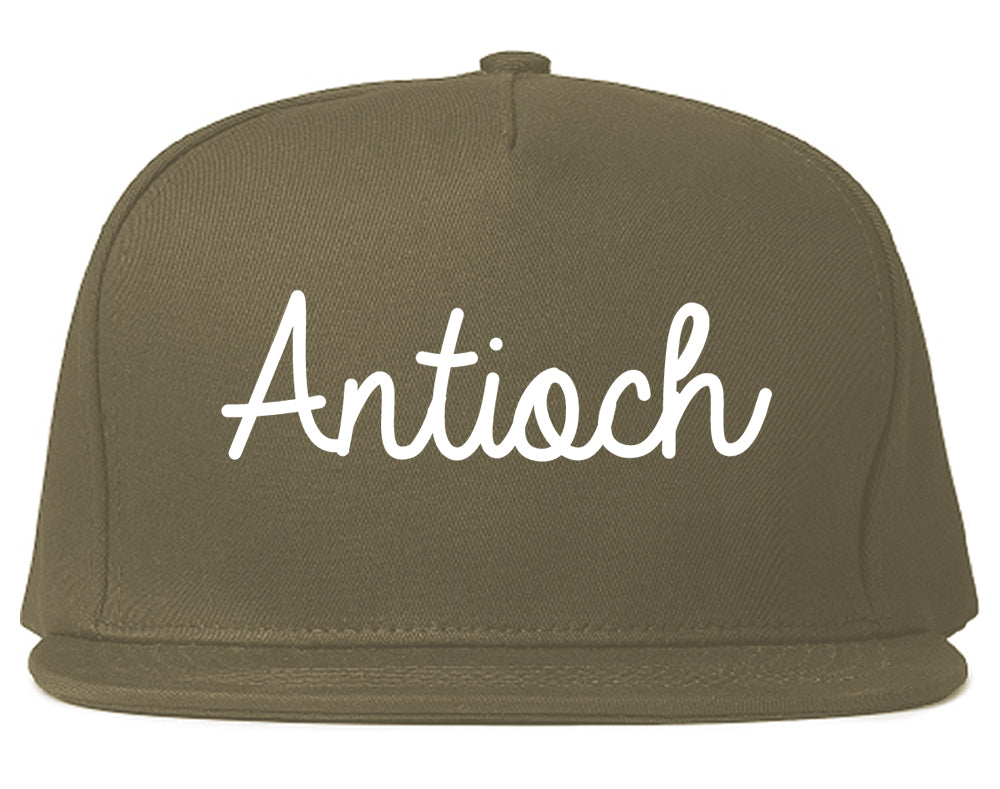 Antioch Illinois IL Script Mens Snapback Hat Grey