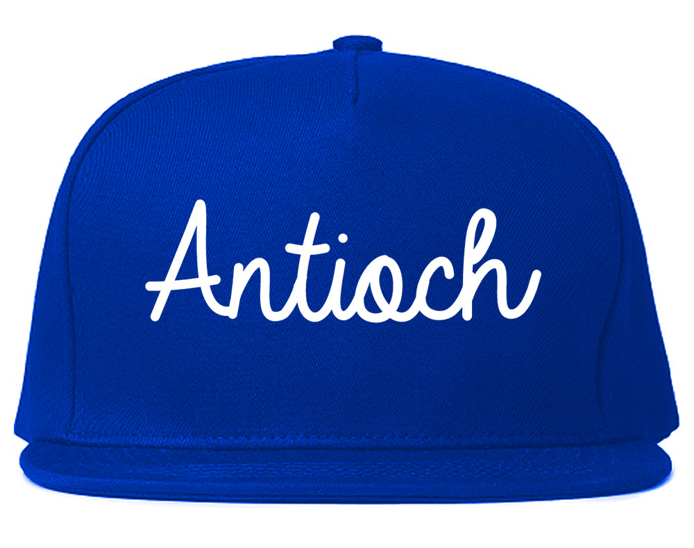 Antioch Illinois IL Script Mens Snapback Hat Royal Blue