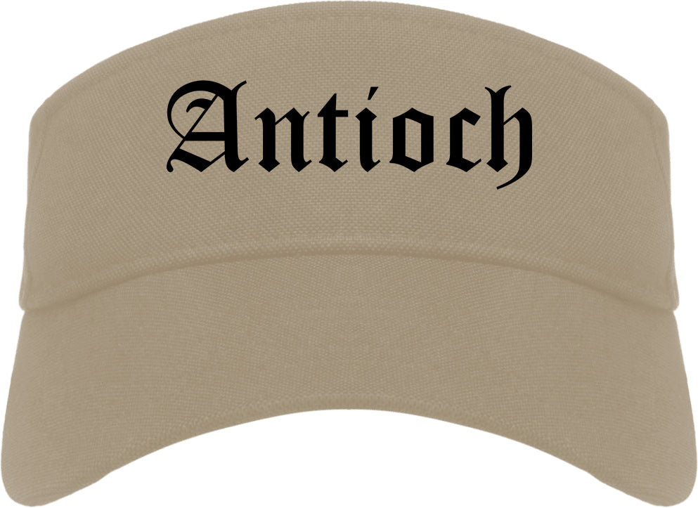 Antioch Illinois IL Old English Mens Visor Cap Hat Khaki