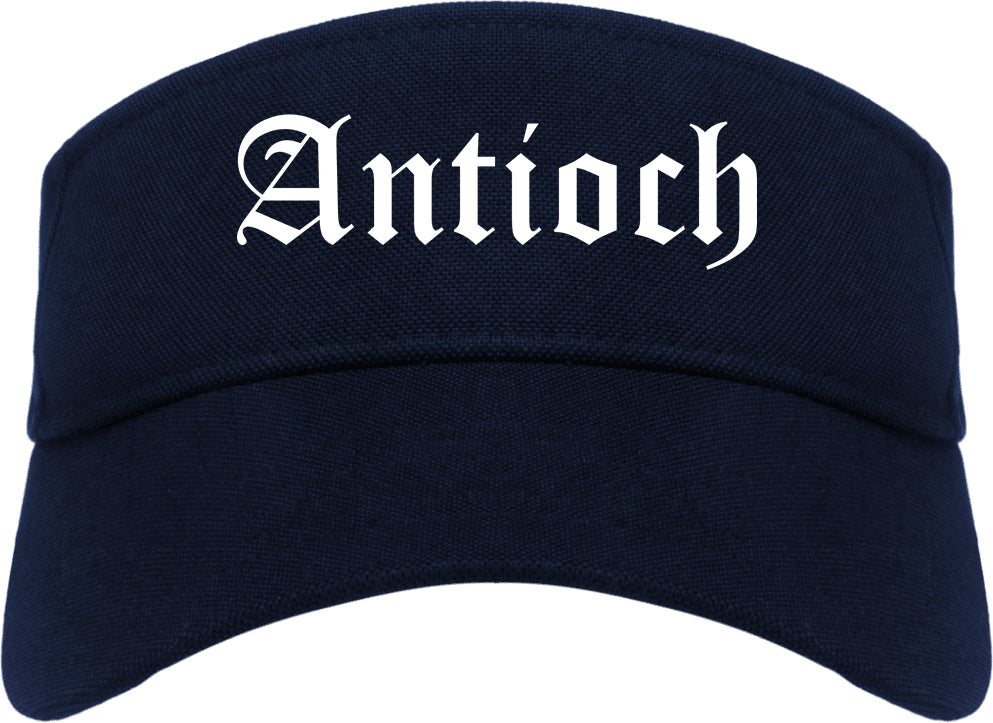 Antioch Illinois IL Old English Mens Visor Cap Hat Navy Blue