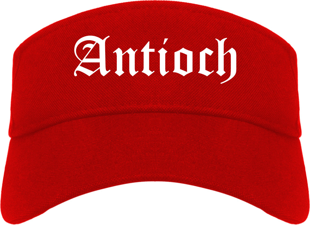 Antioch Illinois IL Old English Mens Visor Cap Hat Red