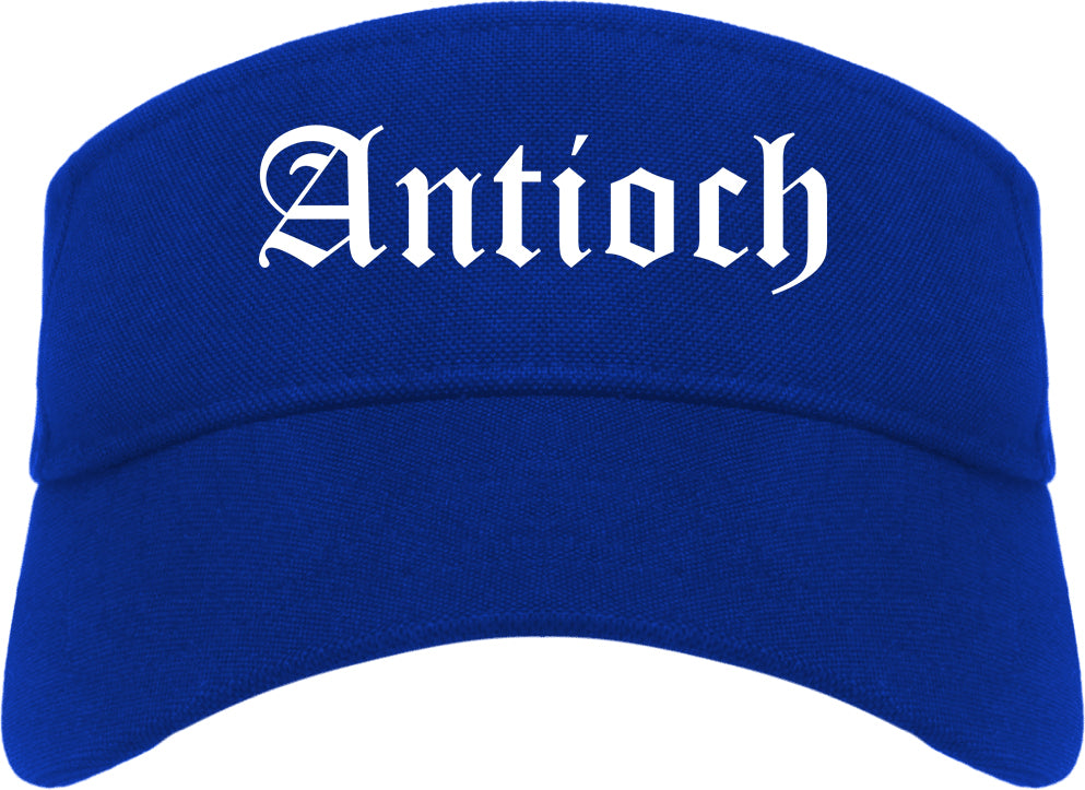 Antioch Illinois IL Old English Mens Visor Cap Hat Royal Blue