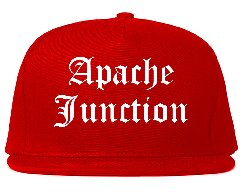Apache Junction Arizona AZ Old English Mens Snapback Hat Red