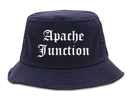 Apache Junction Arizona AZ Old English Mens Bucket Hat Navy Blue