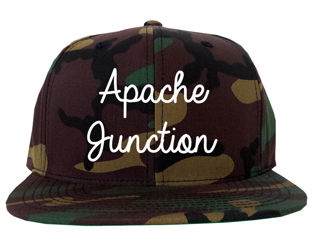 Apache Junction Arizona AZ Script Mens Snapback Hat Army Camo