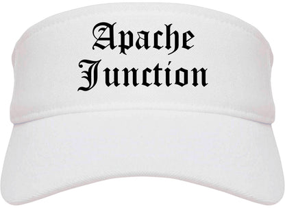 Apache Junction Arizona AZ Old English Mens Visor Cap Hat White