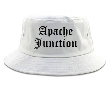 Apache Junction Arizona AZ Old English Mens Bucket Hat White
