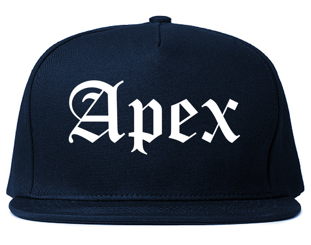 Apex North Carolina NC Old English Mens Snapback Hat Navy Blue