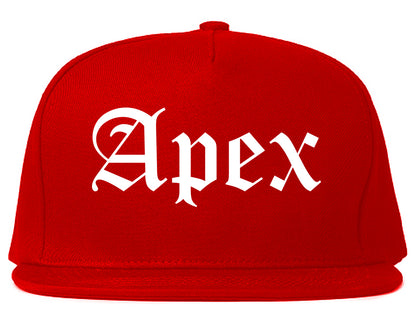 Apex North Carolina NC Old English Mens Snapback Hat Red
