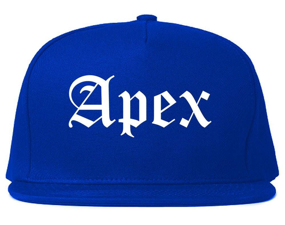 Apex North Carolina NC Old English Mens Snapback Hat Royal Blue