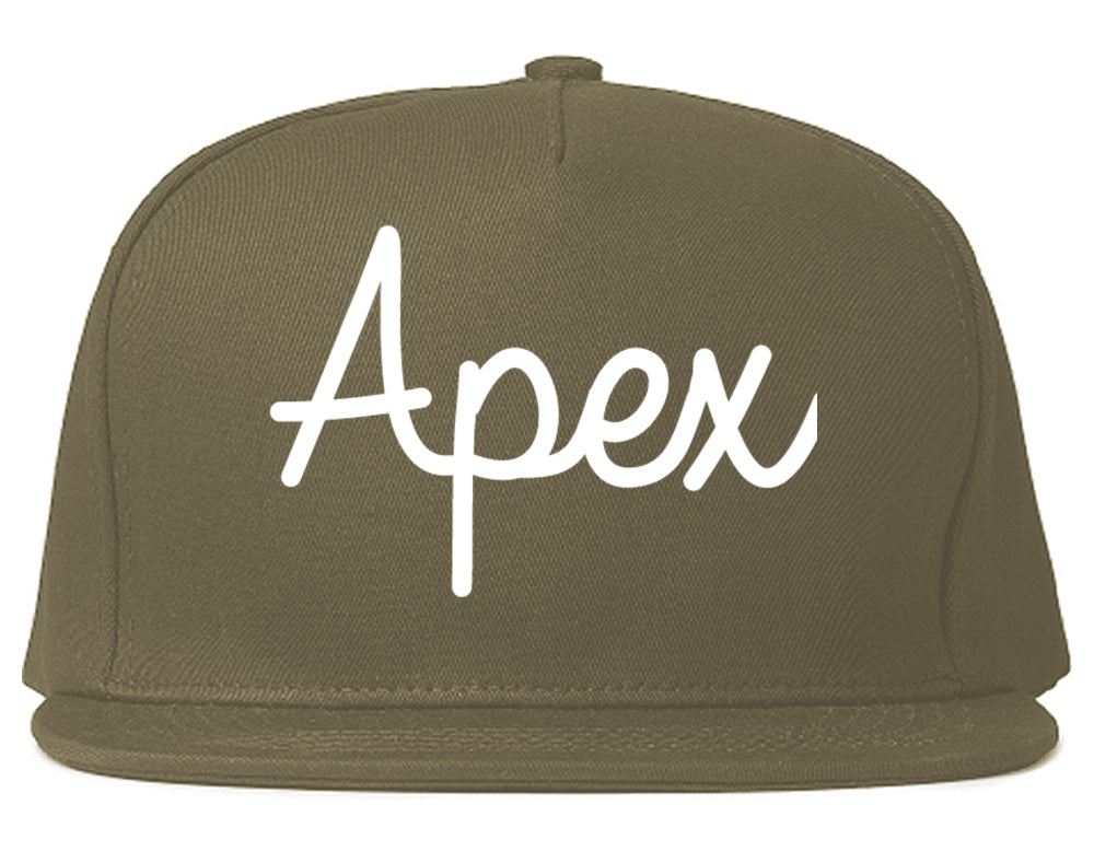 Apex North Carolina NC Script Mens Snapback Hat Grey
