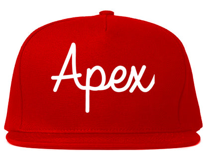 Apex North Carolina NC Script Mens Snapback Hat Red