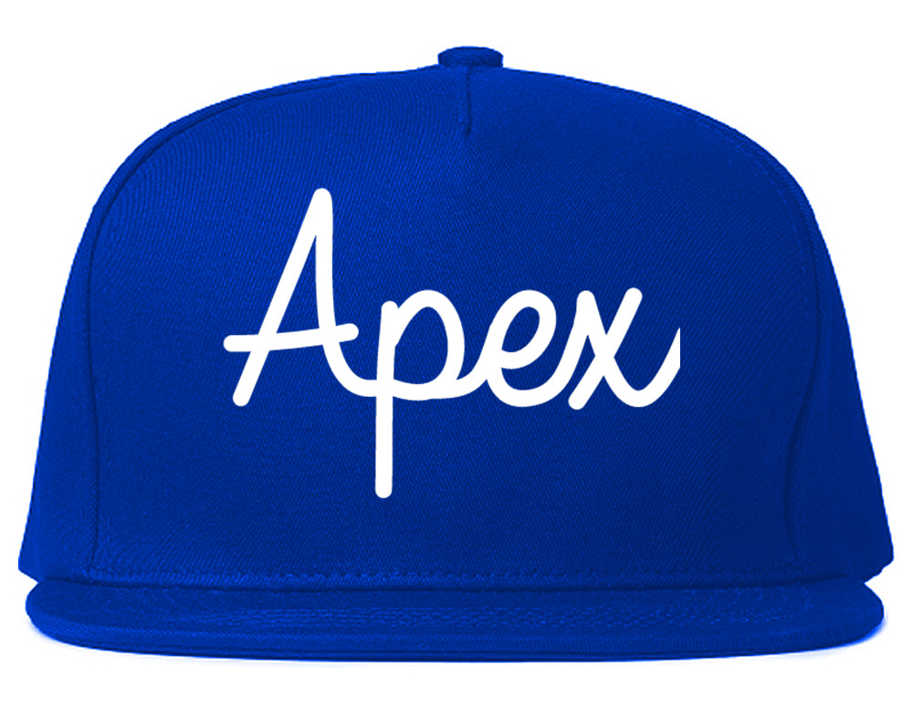 Apex North Carolina NC Script Mens Snapback Hat Royal Blue