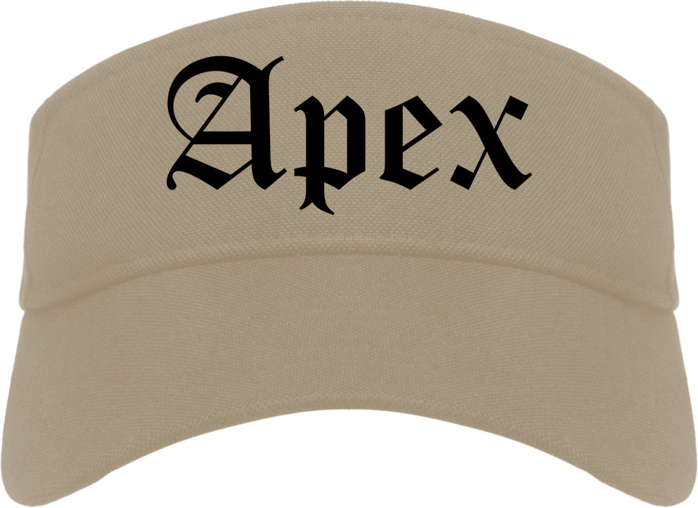 Apex North Carolina NC Old English Mens Visor Cap Hat Khaki