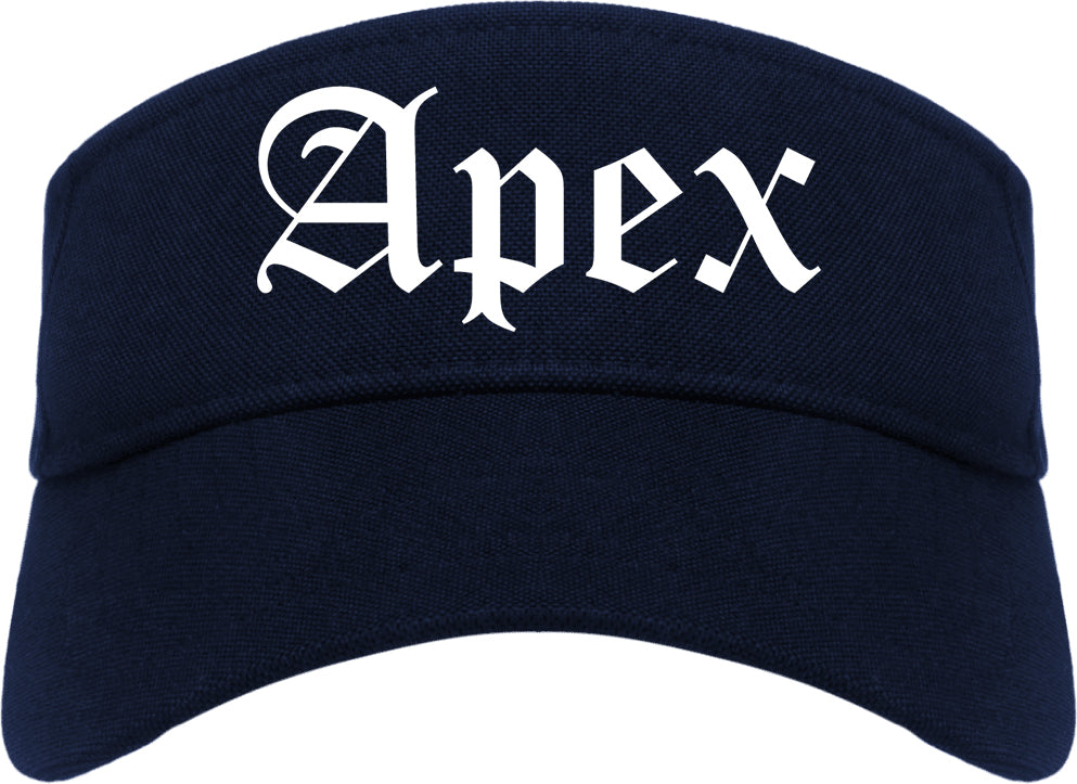 Apex North Carolina NC Old English Mens Visor Cap Hat Navy Blue