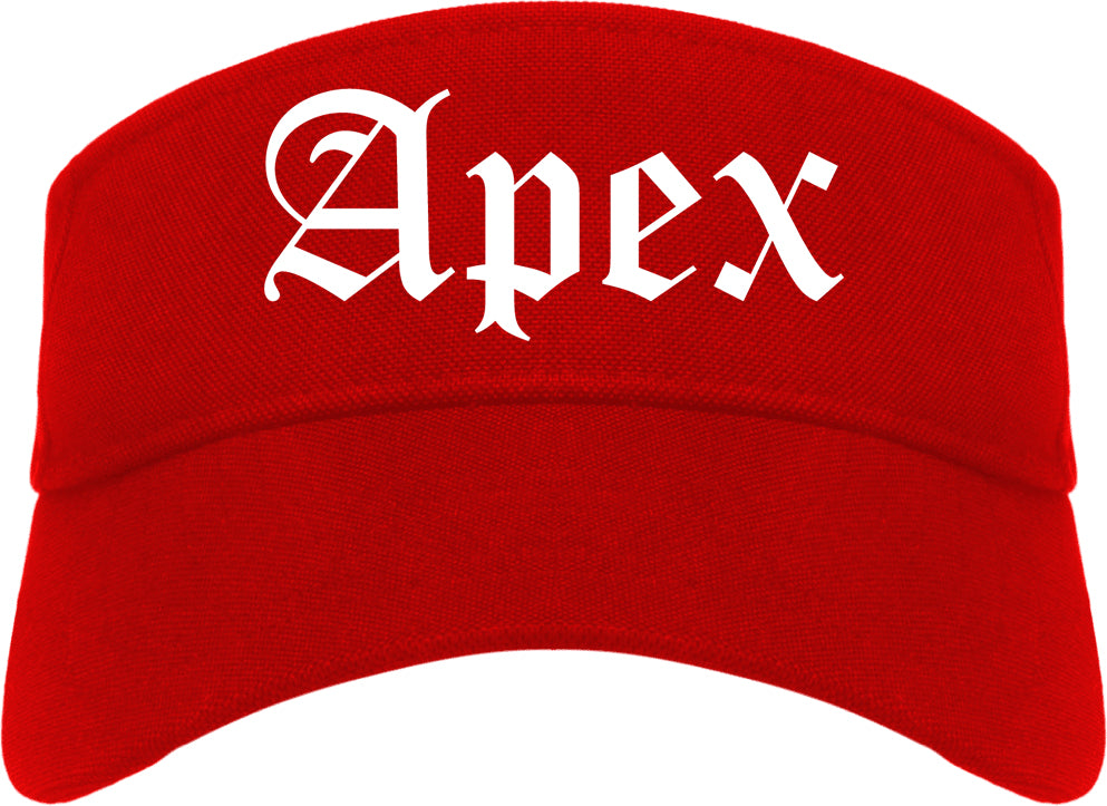 Apex North Carolina NC Old English Mens Visor Cap Hat Red