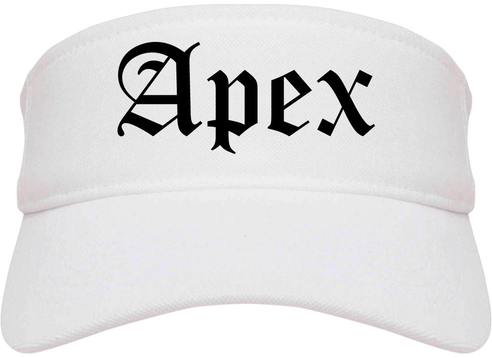 Apex North Carolina NC Old English Mens Visor Cap Hat White
