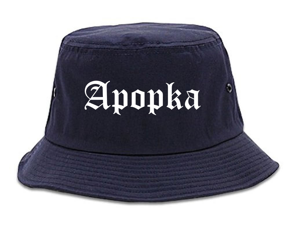 Apopka Florida FL Old English Mens Bucket Hat Navy Blue