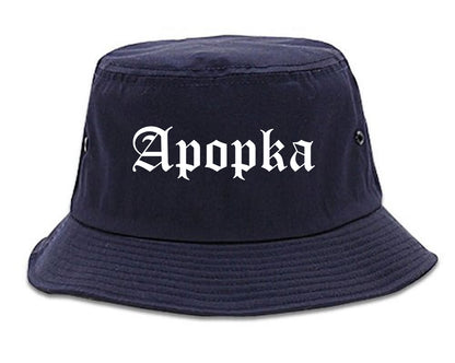 Apopka Florida FL Old English Mens Bucket Hat Navy Blue