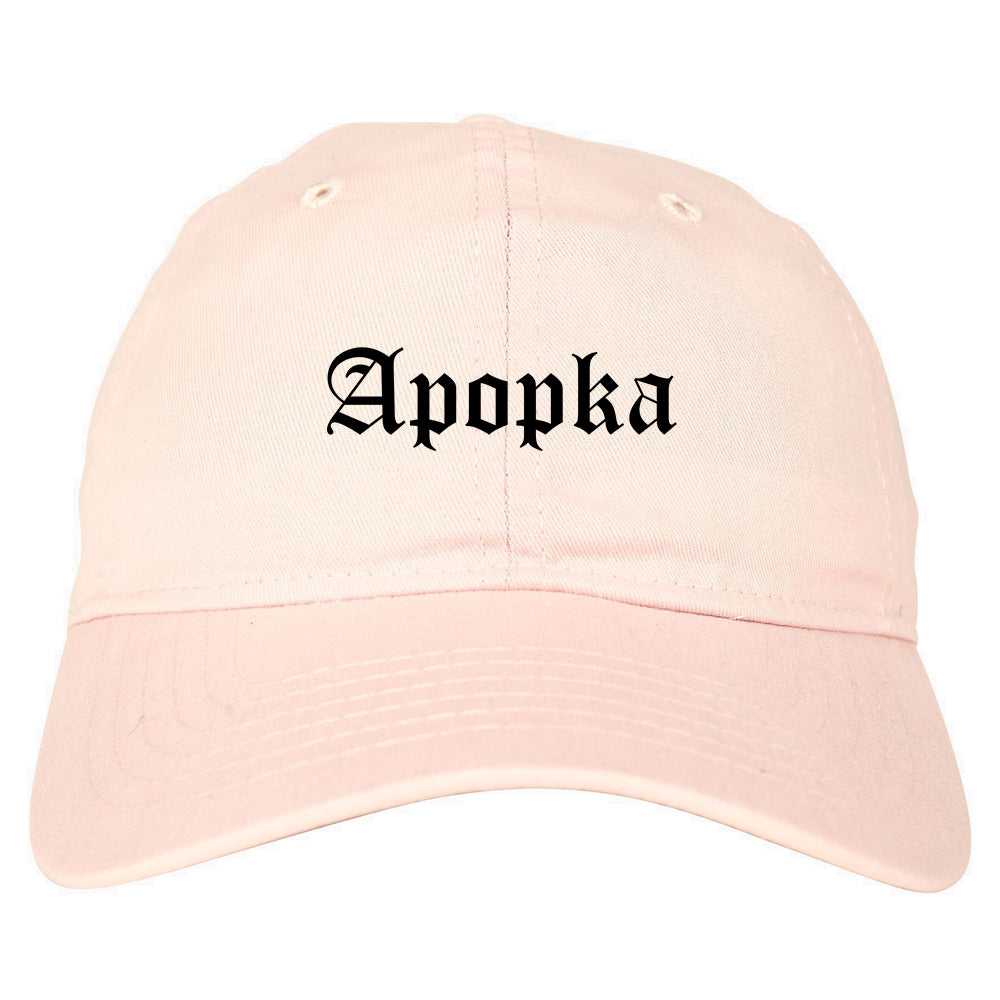 Apopka Florida FL Old English Mens Dad Hat Baseball Cap Pink