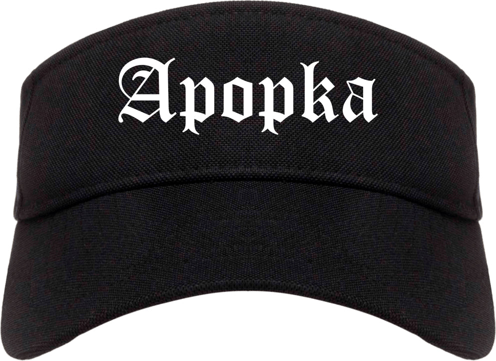 Apopka Florida FL Old English Mens Visor Cap Hat Black
