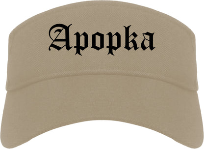Apopka Florida FL Old English Mens Visor Cap Hat Khaki