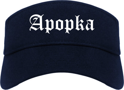 Apopka Florida FL Old English Mens Visor Cap Hat Navy Blue