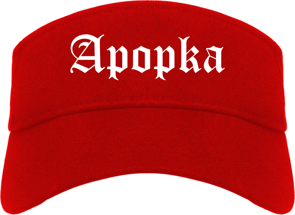Apopka Florida FL Old English Mens Visor Cap Hat Red