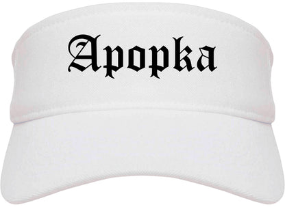 Apopka Florida FL Old English Mens Visor Cap Hat White
