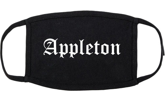 Appleton Wisconsin WI Old English Cotton Face Mask Black