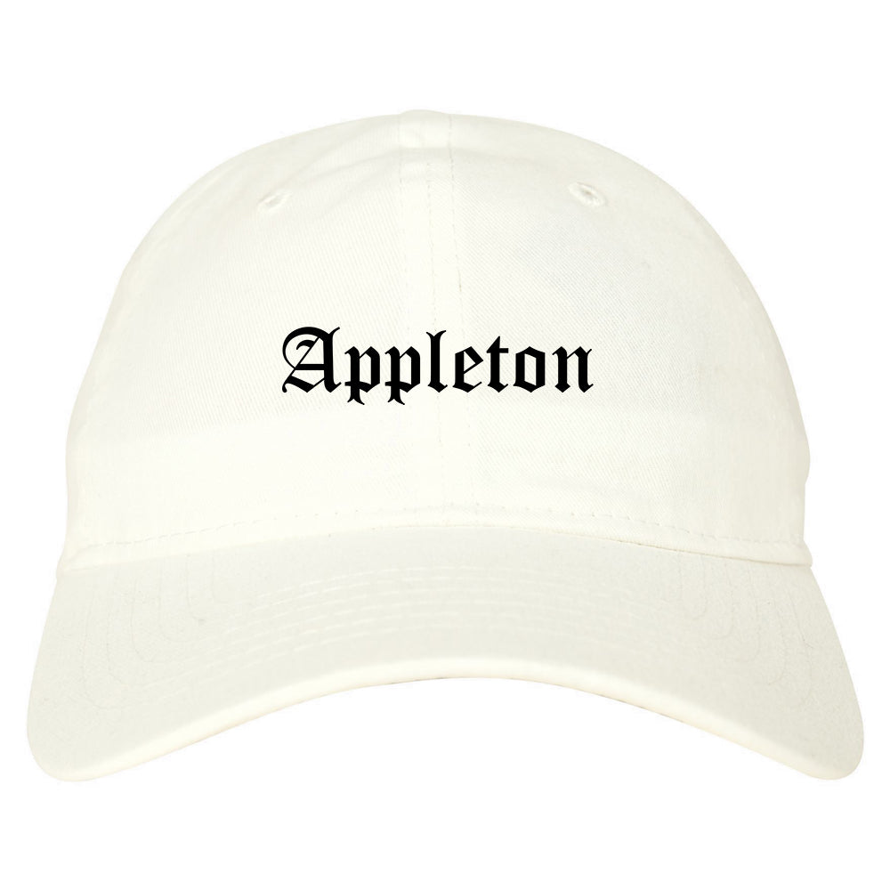 Appleton Wisconsin WI Old English Mens Dad Hat Baseball Cap White