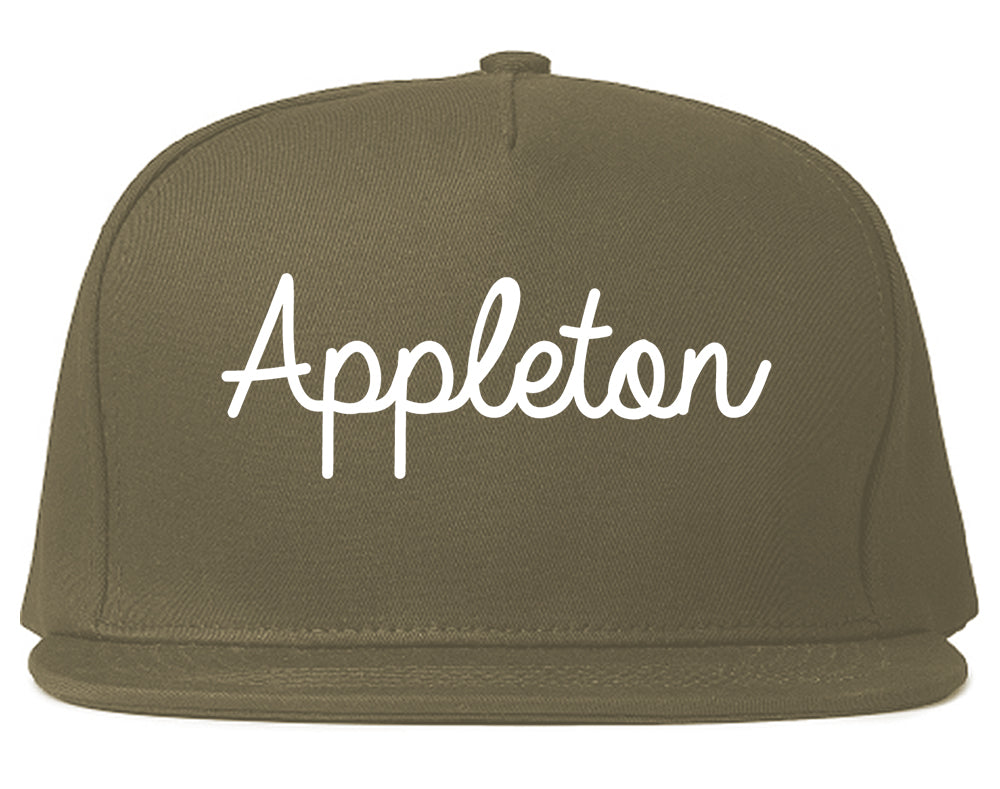 Appleton Wisconsin WI Script Mens Snapback Hat Grey