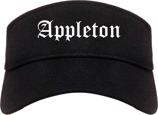Appleton Wisconsin WI Old English Mens Visor Cap Hat Black