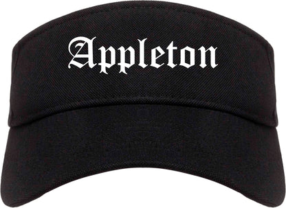 Appleton Wisconsin WI Old English Mens Visor Cap Hat Black