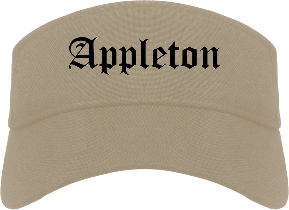 Appleton Wisconsin WI Old English Mens Visor Cap Hat Khaki