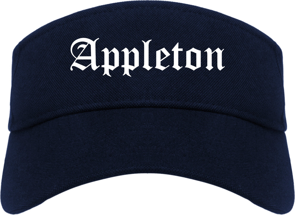 Appleton Wisconsin WI Old English Mens Visor Cap Hat Navy Blue