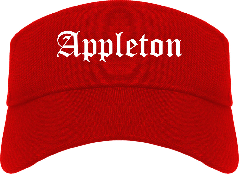 Appleton Wisconsin WI Old English Mens Visor Cap Hat Red