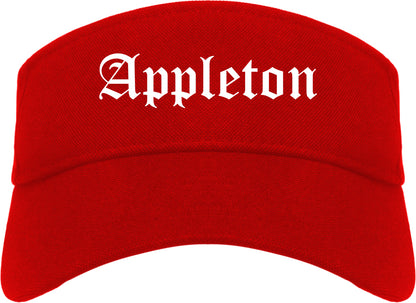 Appleton Wisconsin WI Old English Mens Visor Cap Hat Red