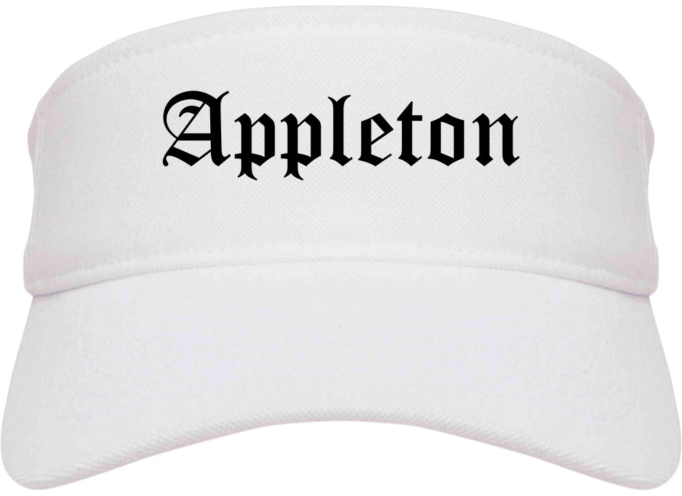 Appleton Wisconsin WI Old English Mens Visor Cap Hat White