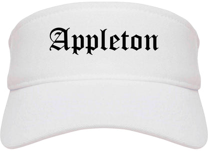 Appleton Wisconsin WI Old English Mens Visor Cap Hat White