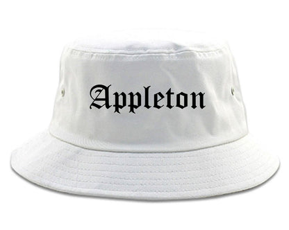 Appleton Wisconsin WI Old English Mens Bucket Hat White