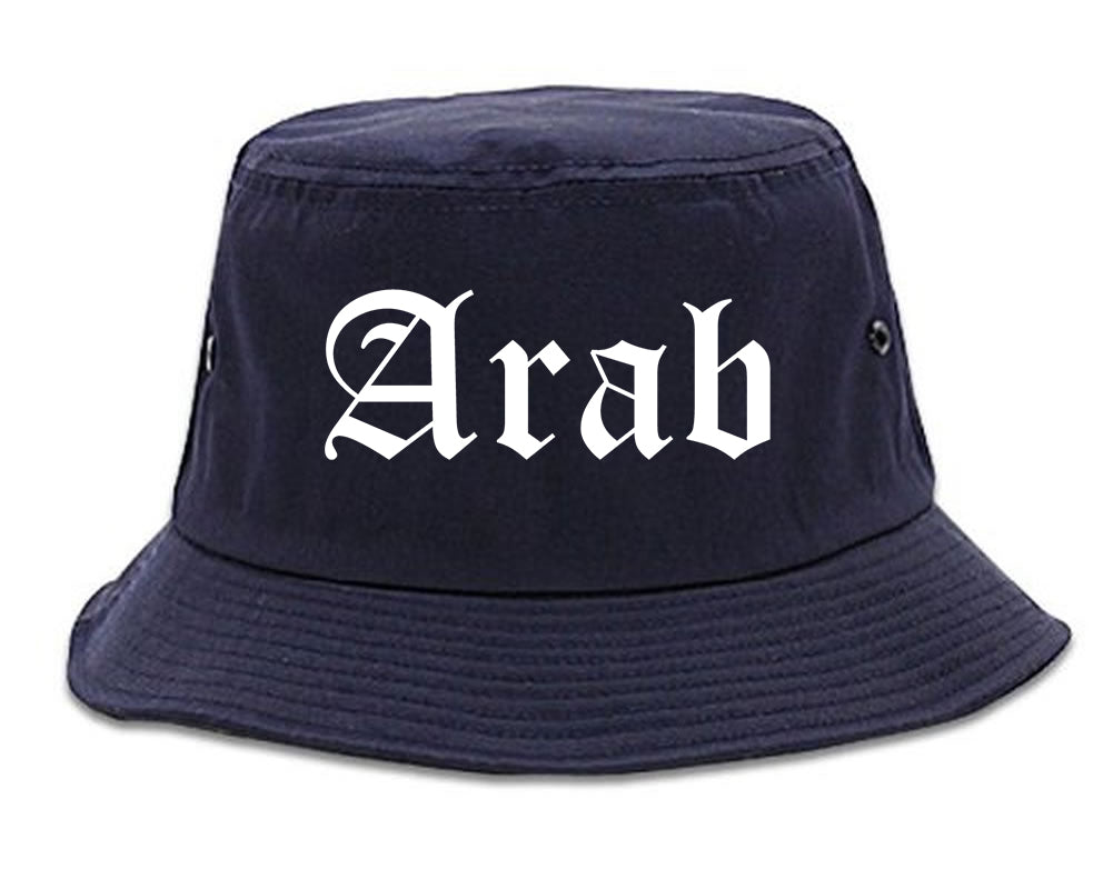 Arab Alabama AL Old English Mens Bucket Hat Navy Blue