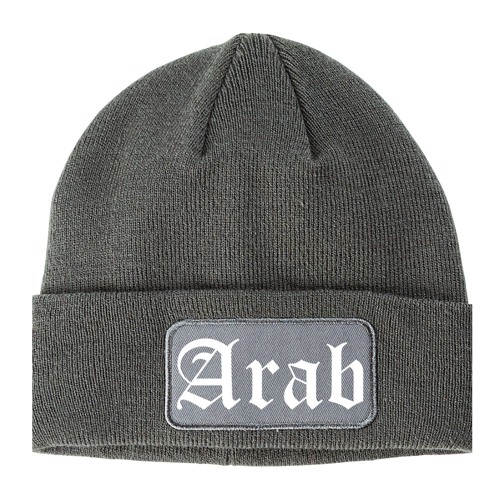 Arab Alabama AL Old English Mens Knit Beanie Hat Cap Grey