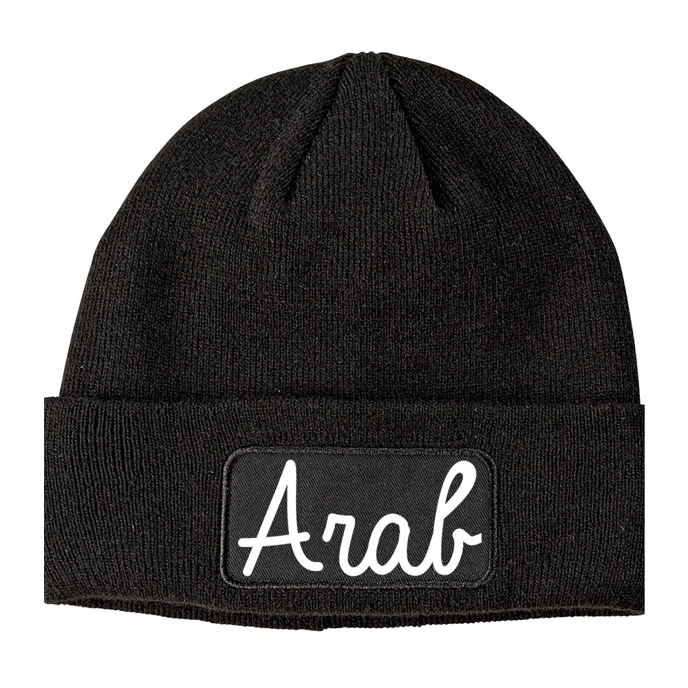 Arab Alabama AL Script Mens Knit Beanie Hat Cap Black